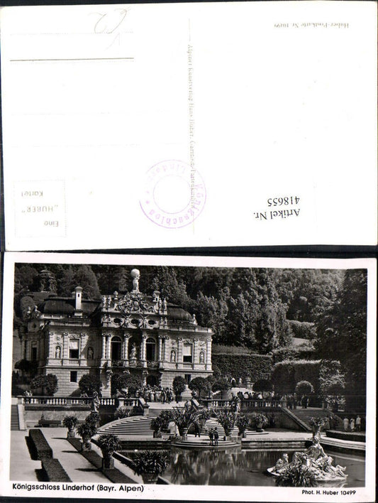 418655,Königsschloss Linderhof  Bayrische Alpen Schloss Brunnen Gartenanlage pub Huber 10499