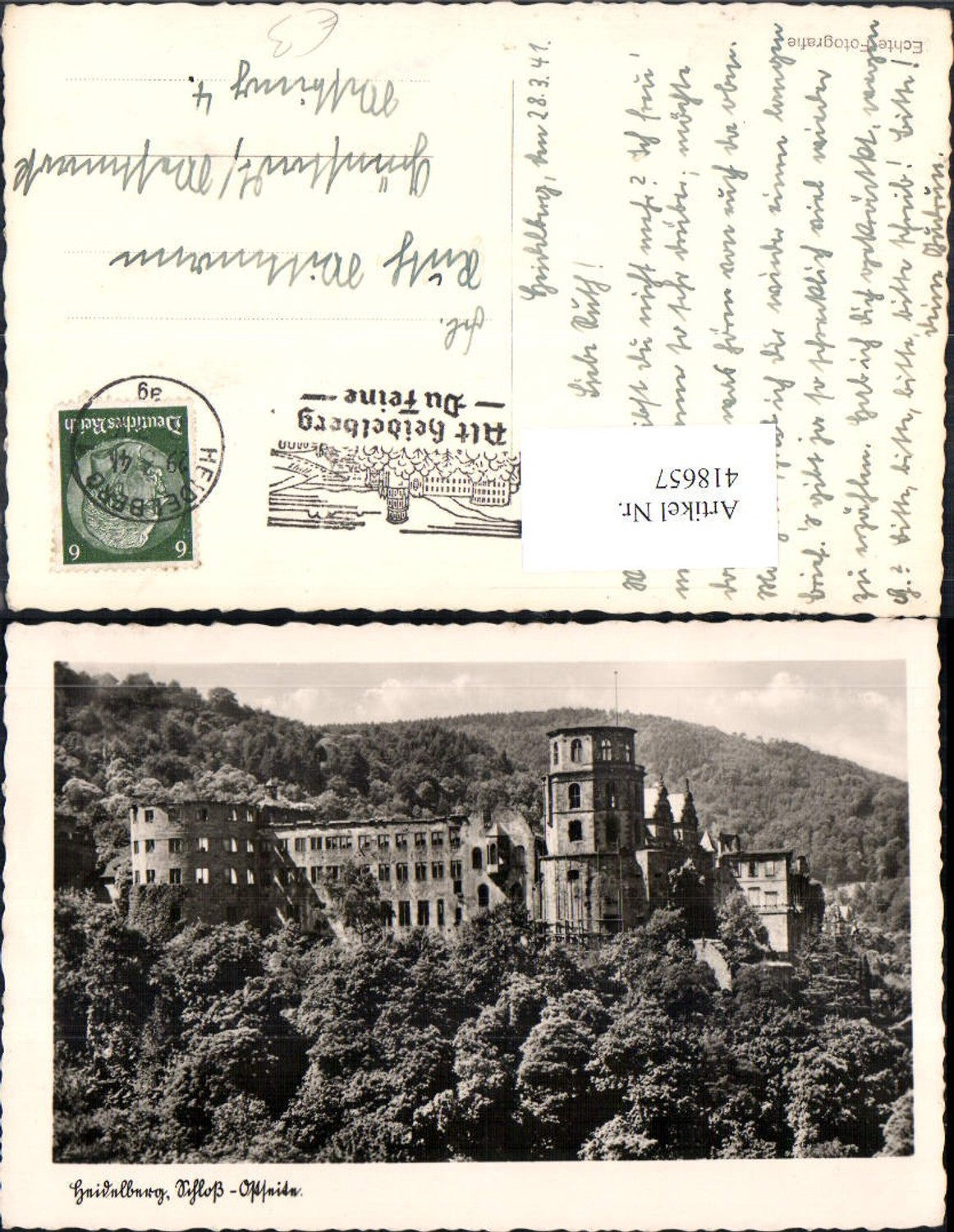 418657,Foto Ak Schloss Heidelberg Ostseite