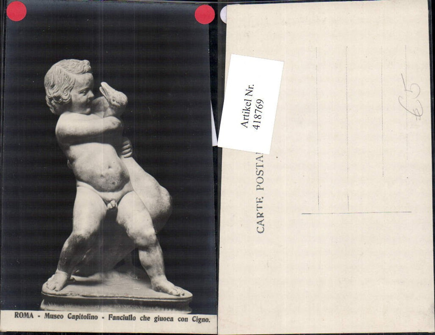 418769,Roma Rom Museo Capitolino Fanciullo che giuoca con Cigno Bub Gans Statue Monument