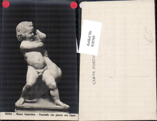 418769,Roma Rom Museo Capitolino Fanciullo che giuoca con Cigno Bub Gans Statue Monument