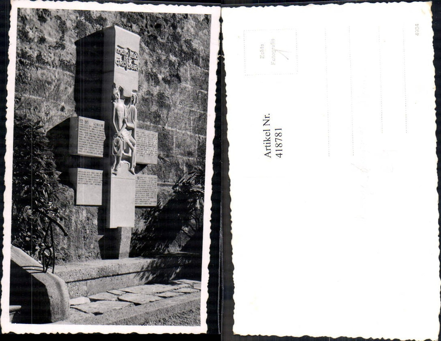 418781,Foto Ak Kriegerdenkmal WW2 Statue Monument