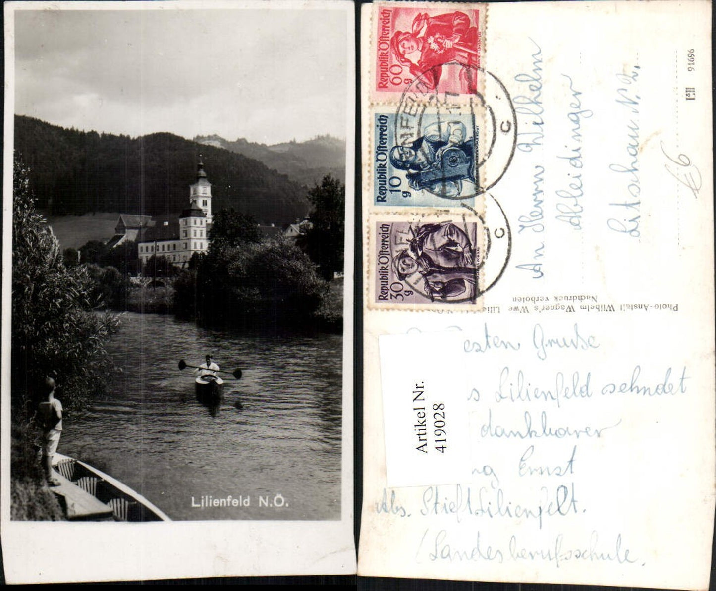 419028,Lilienfeld Blick zum Stift Ruderboot Boot