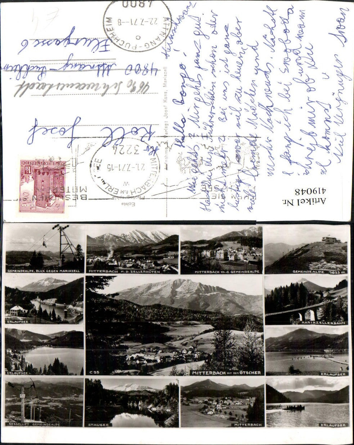 419048,Mitterbach Totale Erlaufsee See Sessellift Viadukt Mehrbildkarte