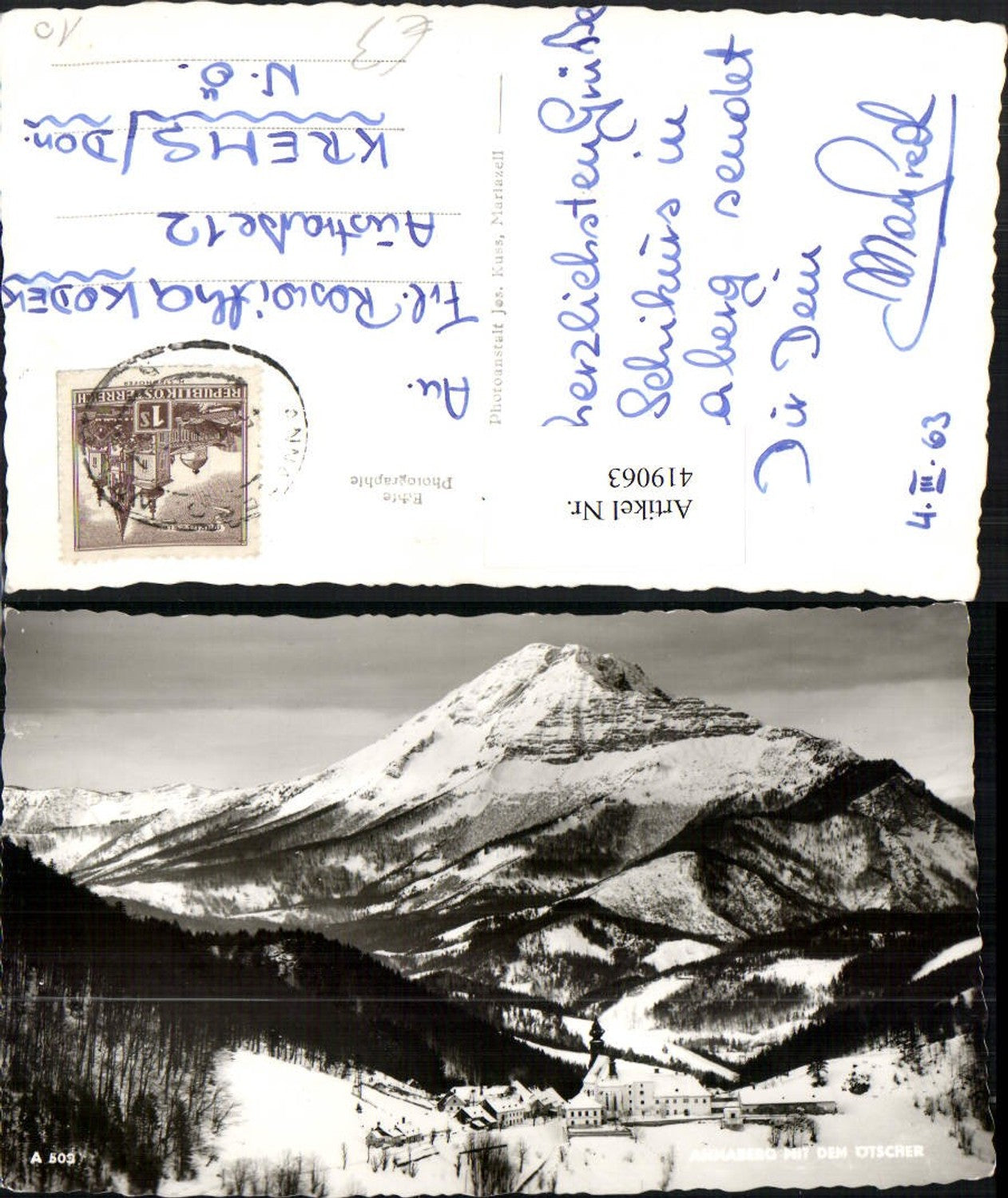 419063,Annaberg Totale m. Ötscher Bergkulisse Winterbild