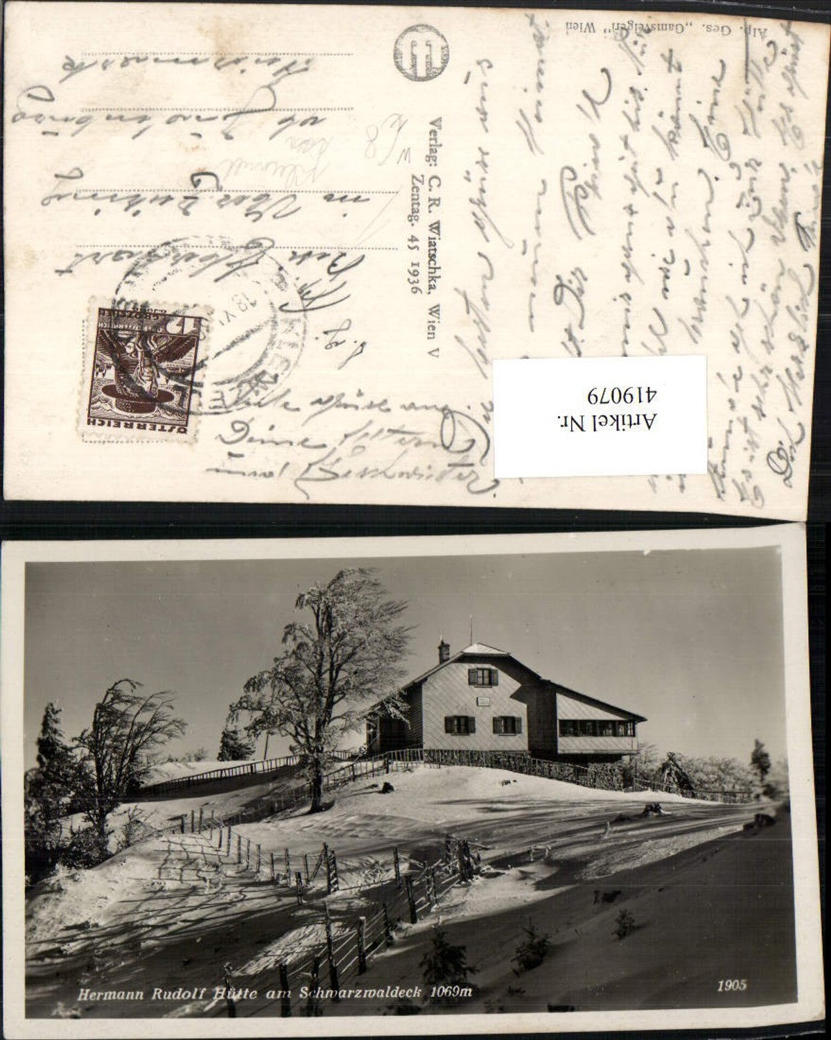 419079,Hermann Rudolf-Hütte Berghütte am Schwarzwaldeck b. Kleinzell Winterbild