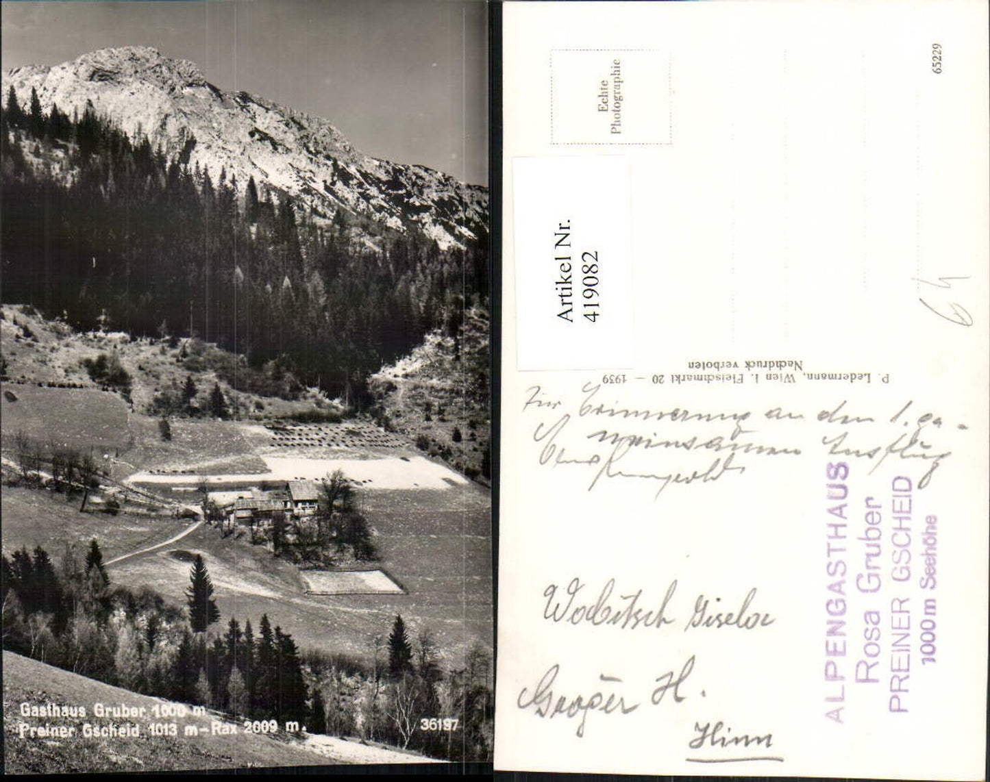 419082,Preiner Gscheid b. Prein Gasthaus Gruber m. Rax Bergkulisse