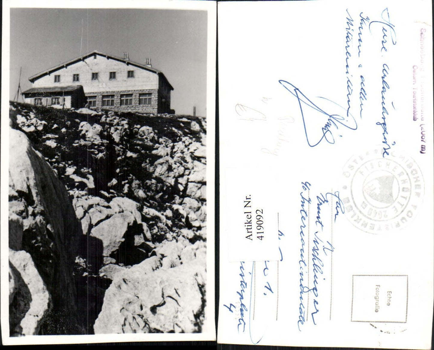 419092,Schneeberg Fischerhütte Berghütte b. Puchberg