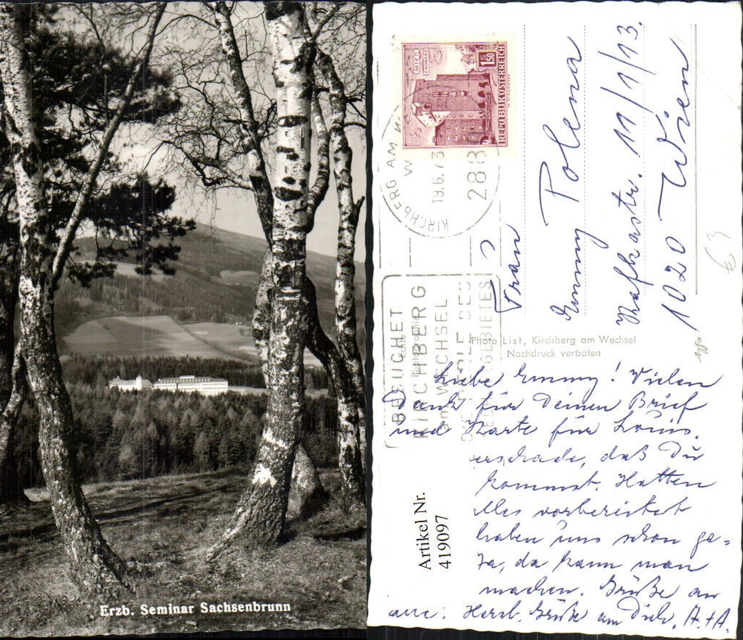 419097,Sachsenbrunn b. Kirchberg am Wechsel Erzb. Knabenseminar