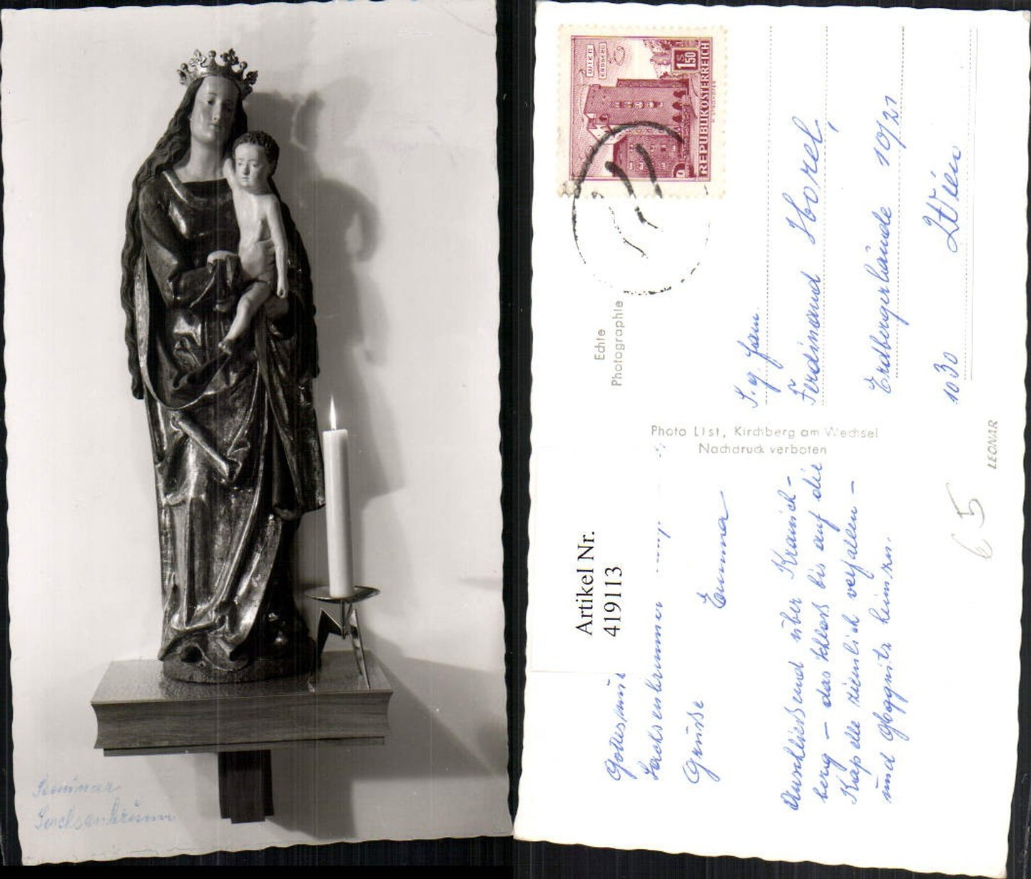 419113,Sachsenbrunn b. Kirchberg am Wechsel Seminar Marienstatue