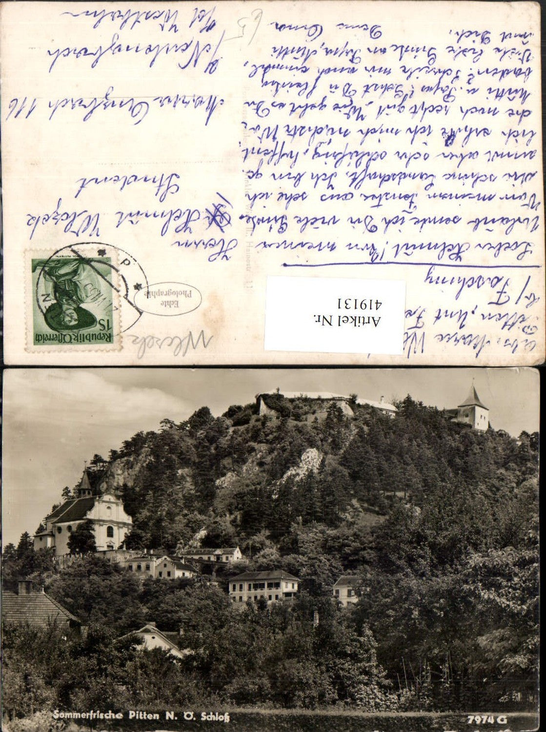 419131,Pitten Teilansicht Kirche m. Schloss