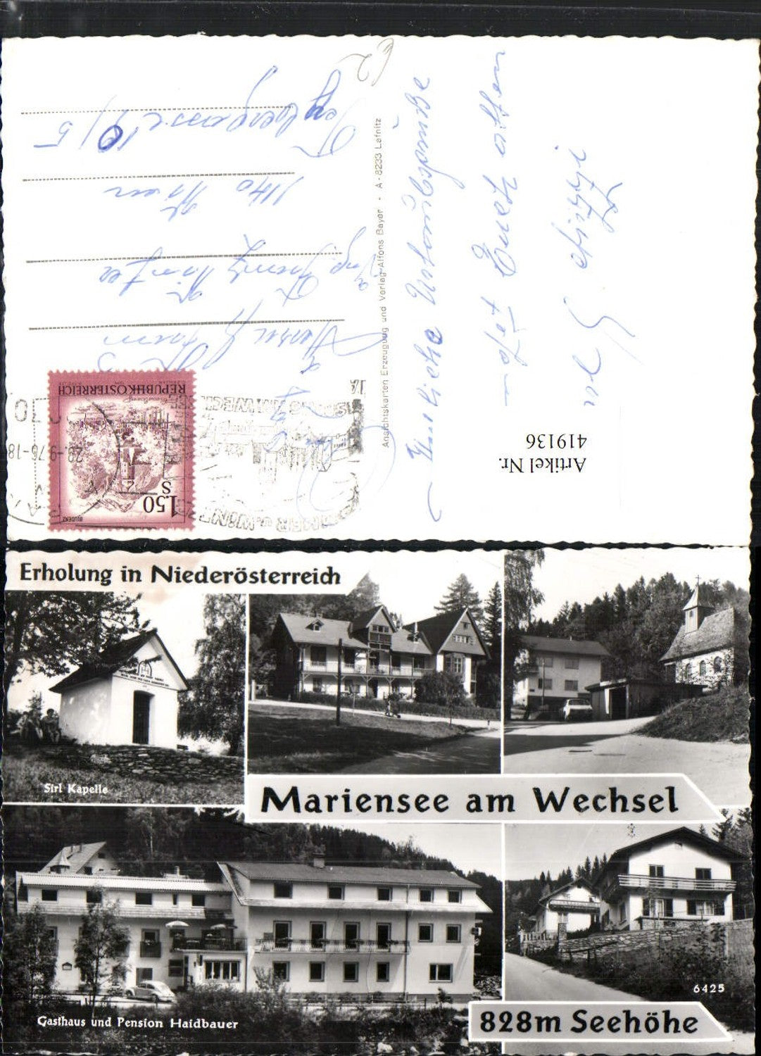 419136,Mariensee am Wechsel Siri Kapelle Gasthaus Pension Haidbauer Mehrbildkarte