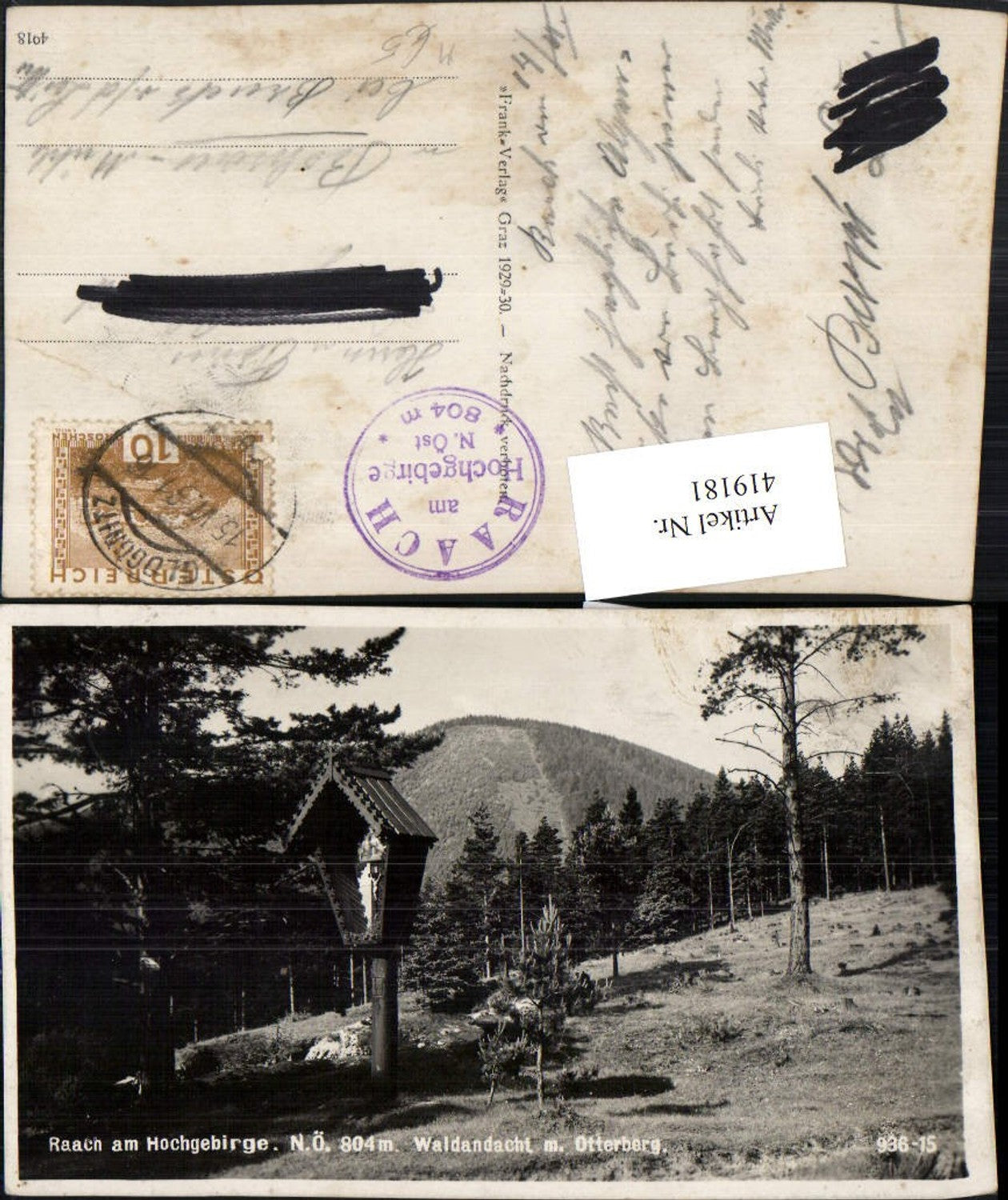 419181,Raach am Hochgebirge Waldandacht Wegkreuz m. Otterberg