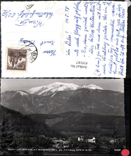 419187,Schlagl b. Gloggnitz geg. Schneeberg Bergkulisse