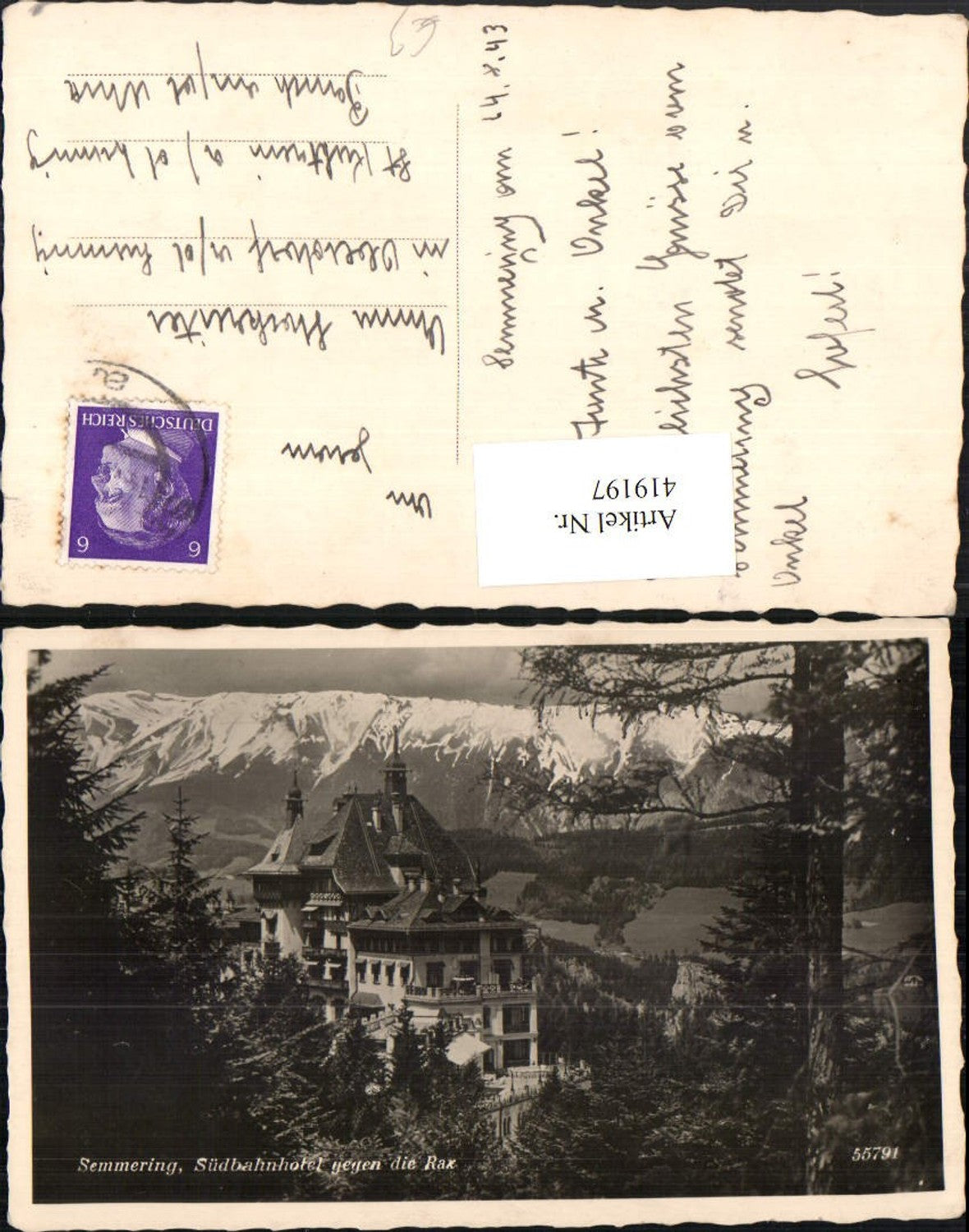 419197,Semmering Südbahnhotel geg. Rax Bergkulisse