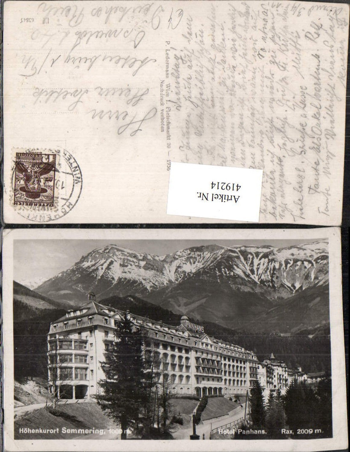 419214,Semmering Hotel Panhans m. Rax Bergkulisse