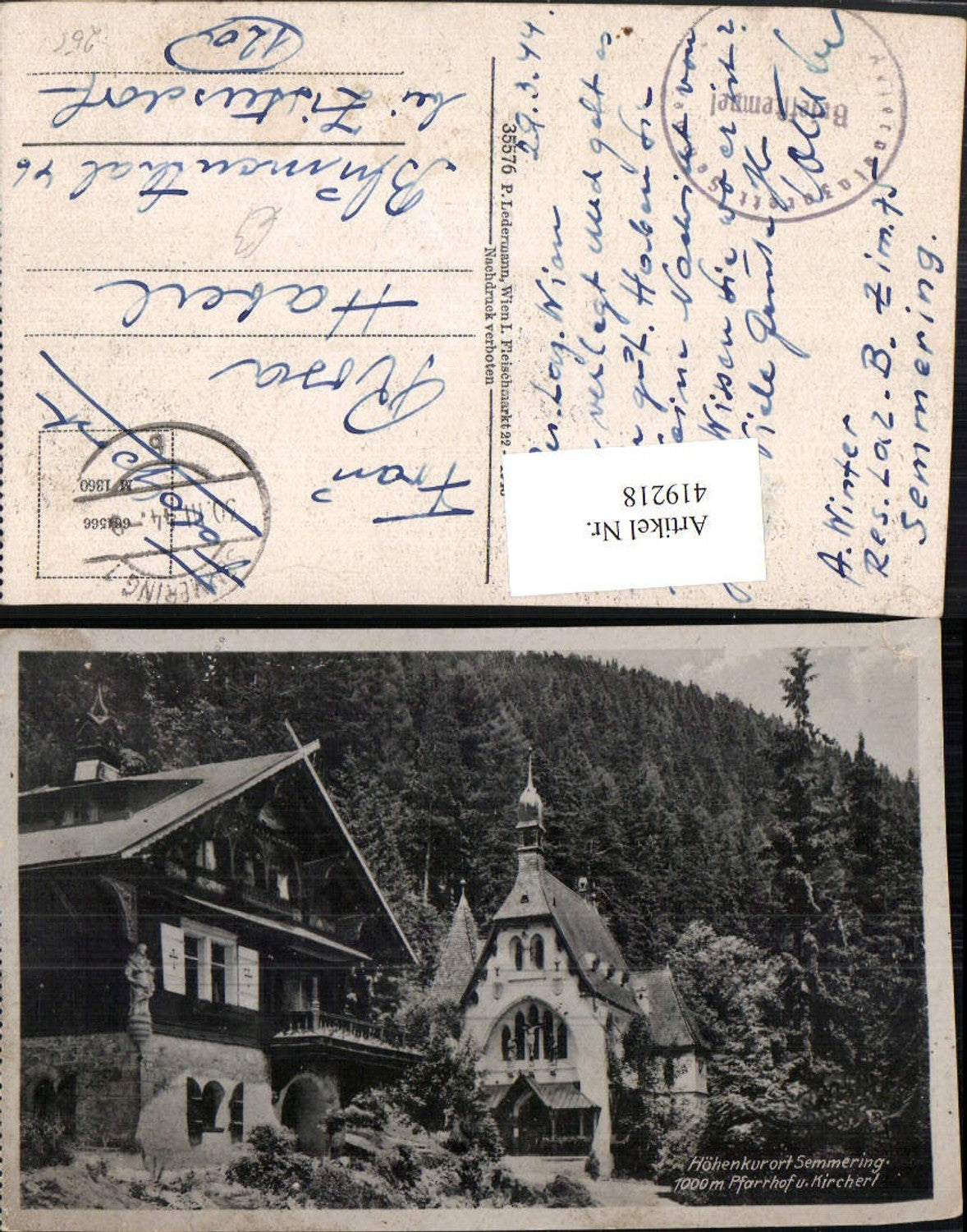 419218,Semmering Pfarrhof u. Kircherl Kirche