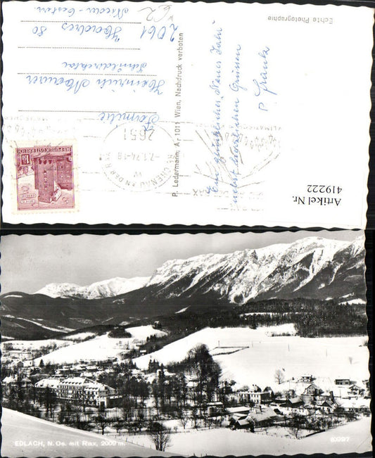 419222,Edlach Totale m. Rax Bergkulisse Winterbild