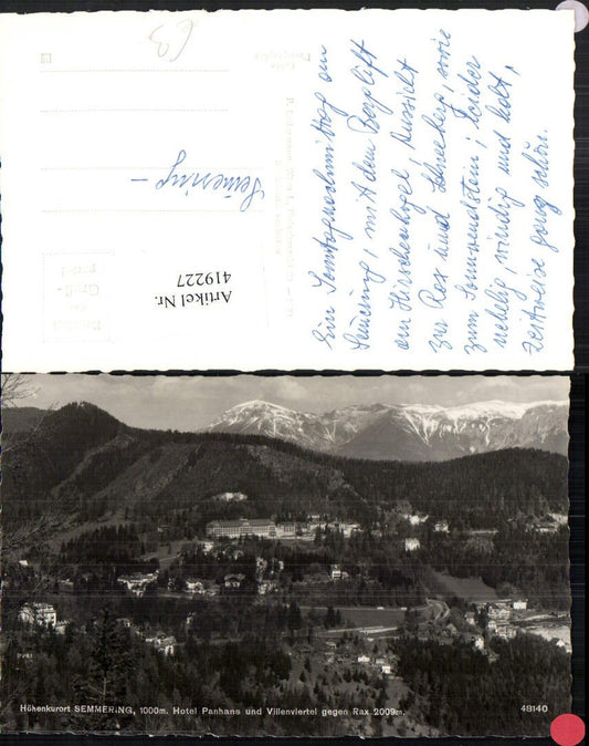 419227,Semmering Totale m. Hotel Panhans Villen geg. Rax Bergkulisse