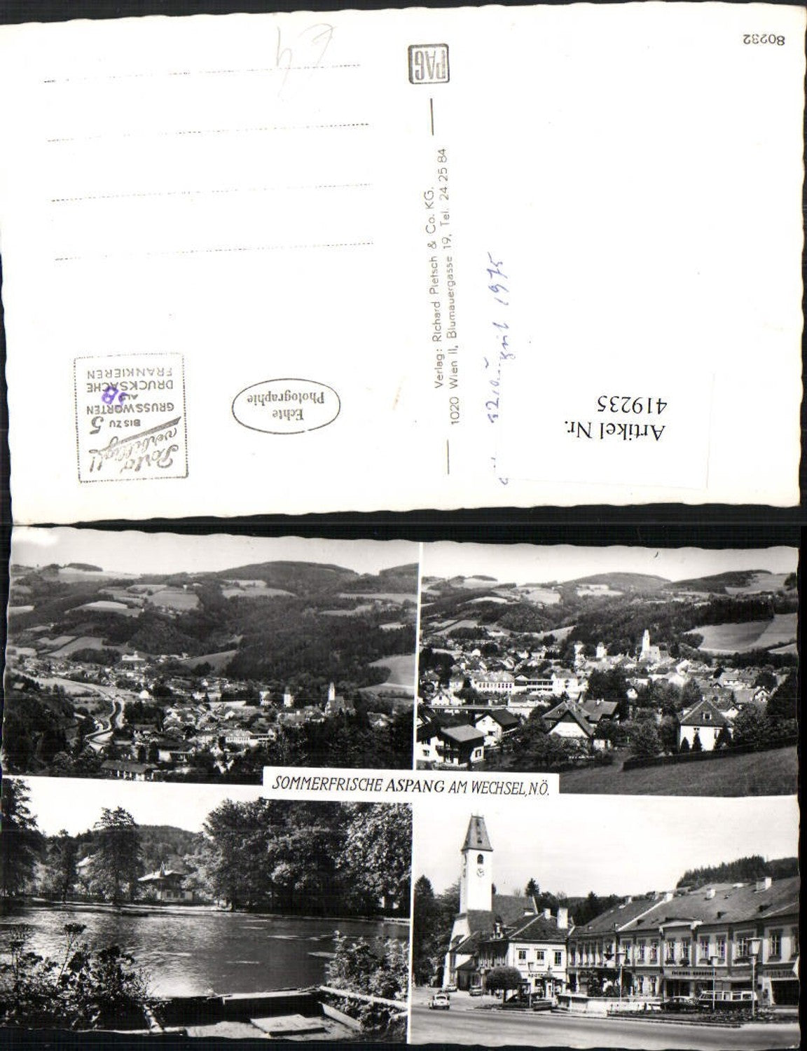 419235,Aspang am Wechsel Totale Teich Kirche Mehrbildkarte
