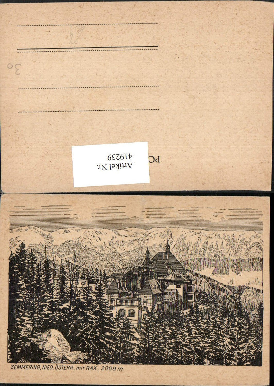 419239,Künstler AK Semmering Südbahnhotel geg. Rax Bergkulisse