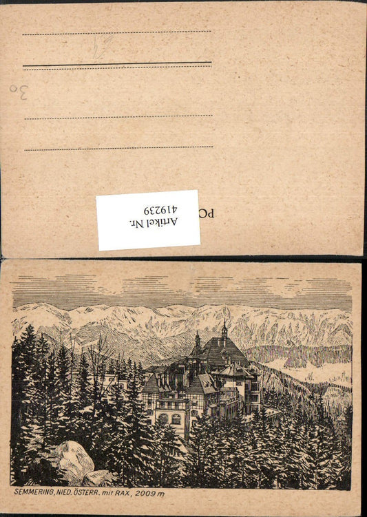 419239,Künstler AK Semmering Südbahnhotel geg. Rax Bergkulisse