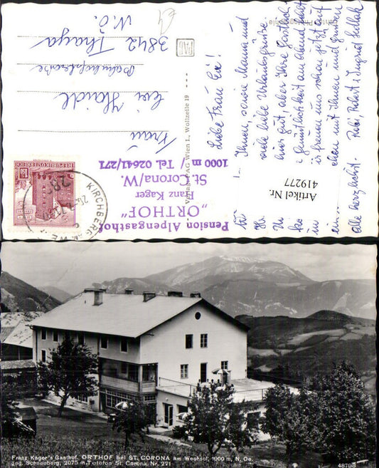 419277,Orthof b. St. Corona am Wechsel Franz kagers Gasthof Bergkulisse