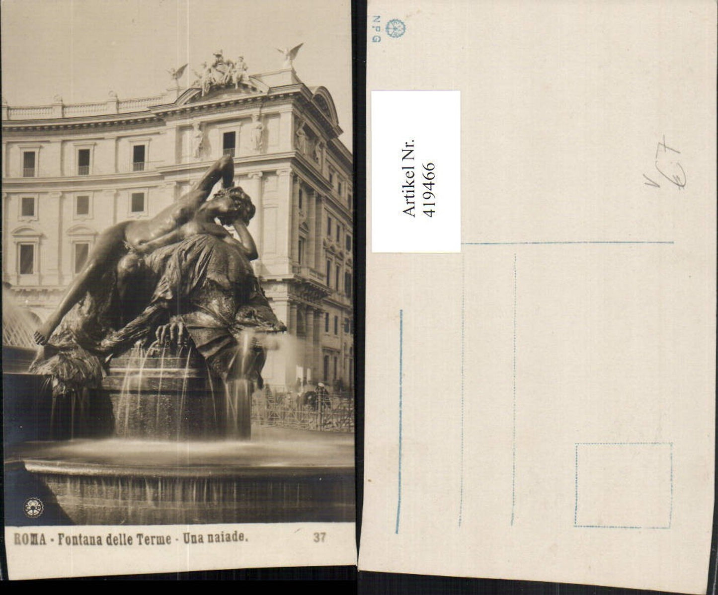 419466,Lazio Roma Rom Fontana delle Terme Una naiade Brunnen Statue pub NPG 37