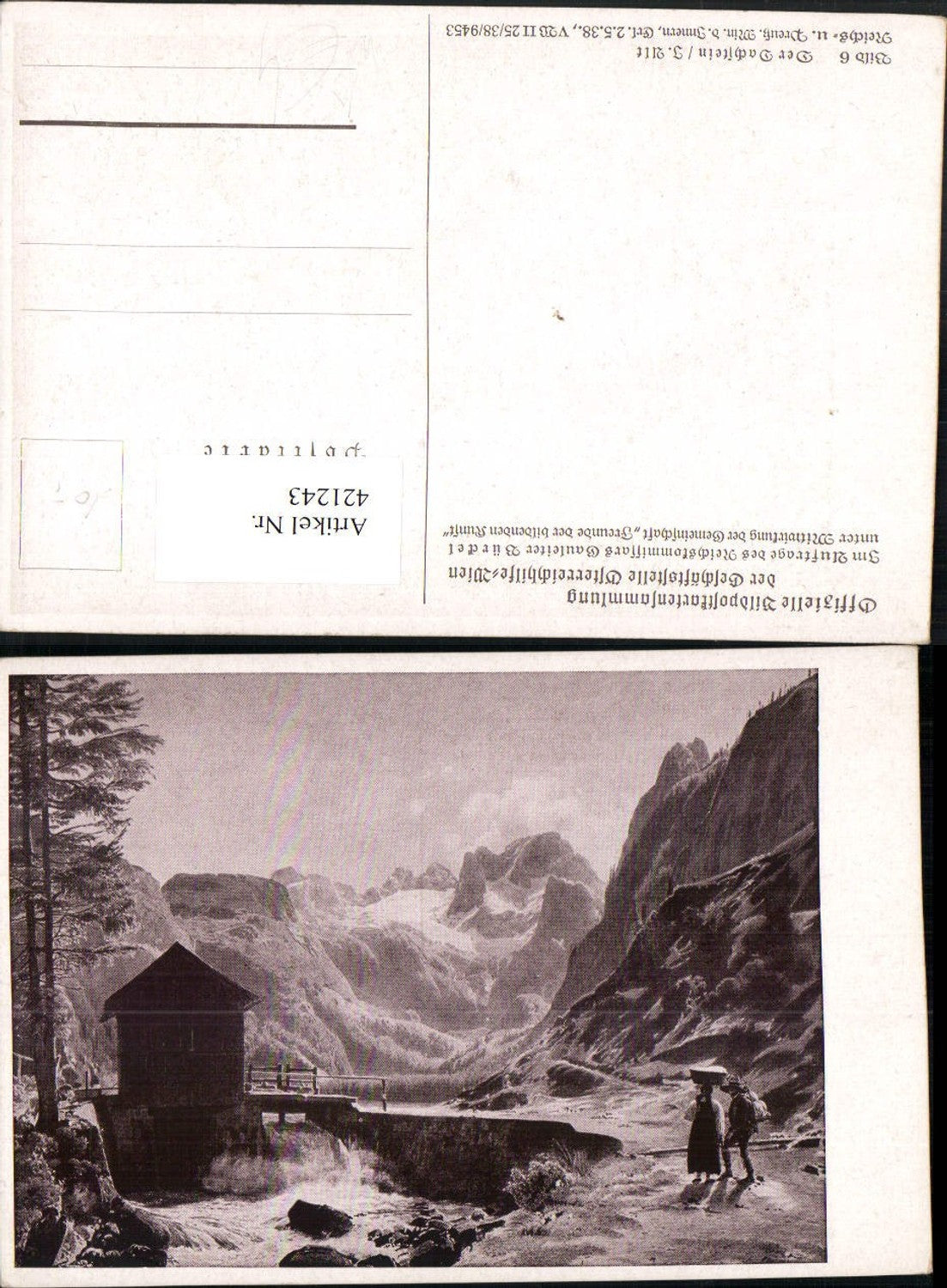 421243,Künstler AK I. Alt Dachstein b. Obertraun Bergkulisse