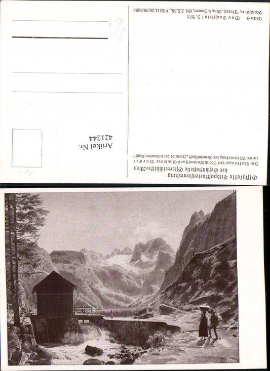 421244,Künstler AK I. Alt Dachstein b. Obertraun Bergkulisse