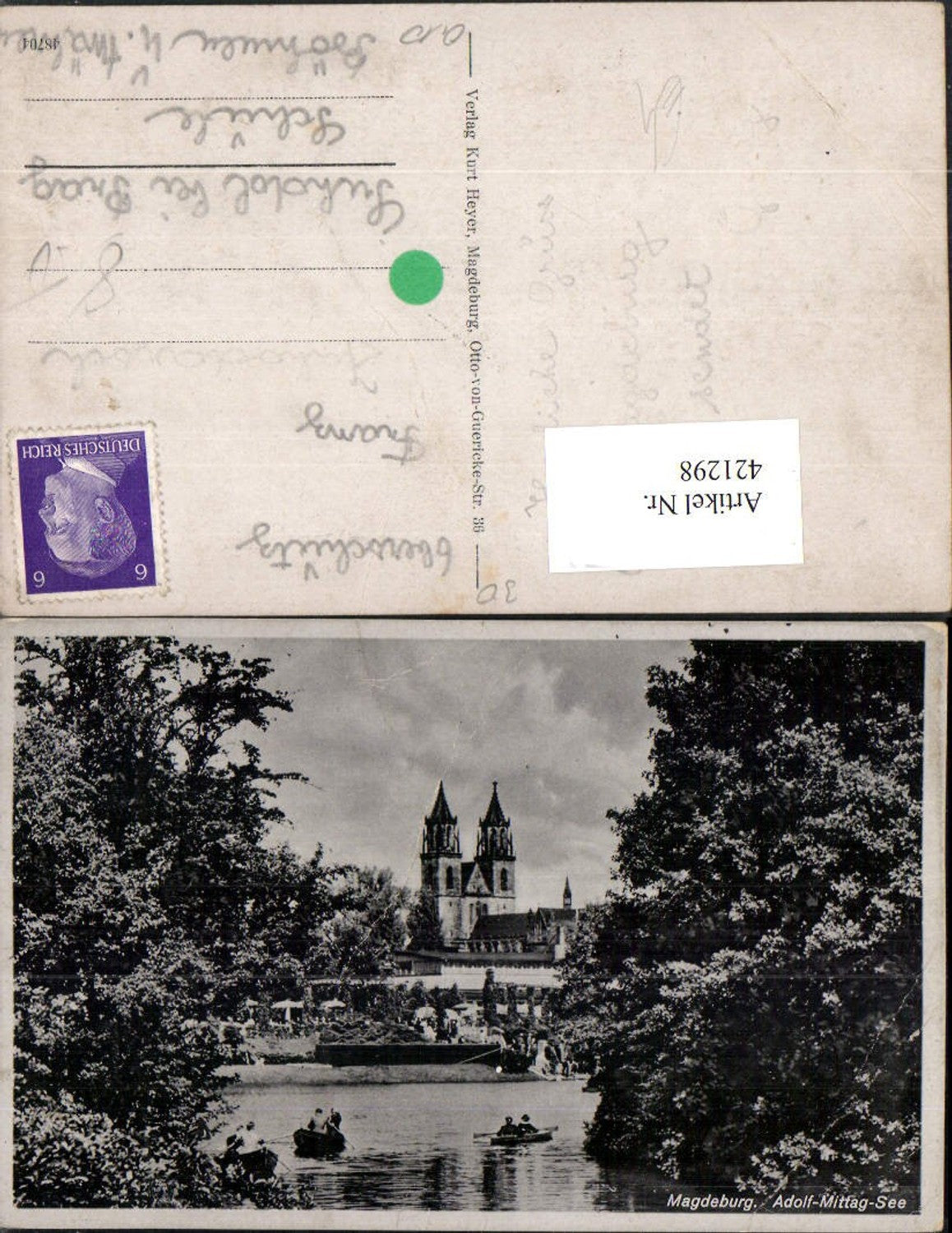 421298,Magdeburg Adolf-Mittag-See Ruderboote Kirche