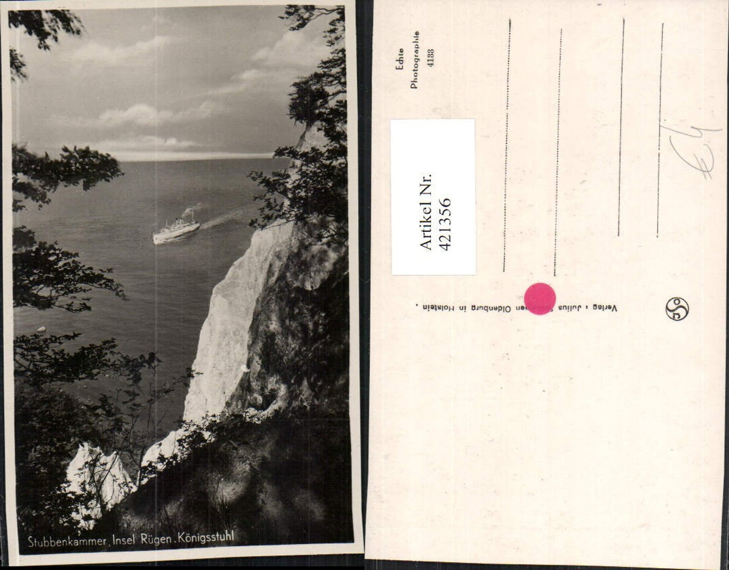 421356,Insel Rügen Stubbenkammer Königsstuhl Klippe Dampfer
