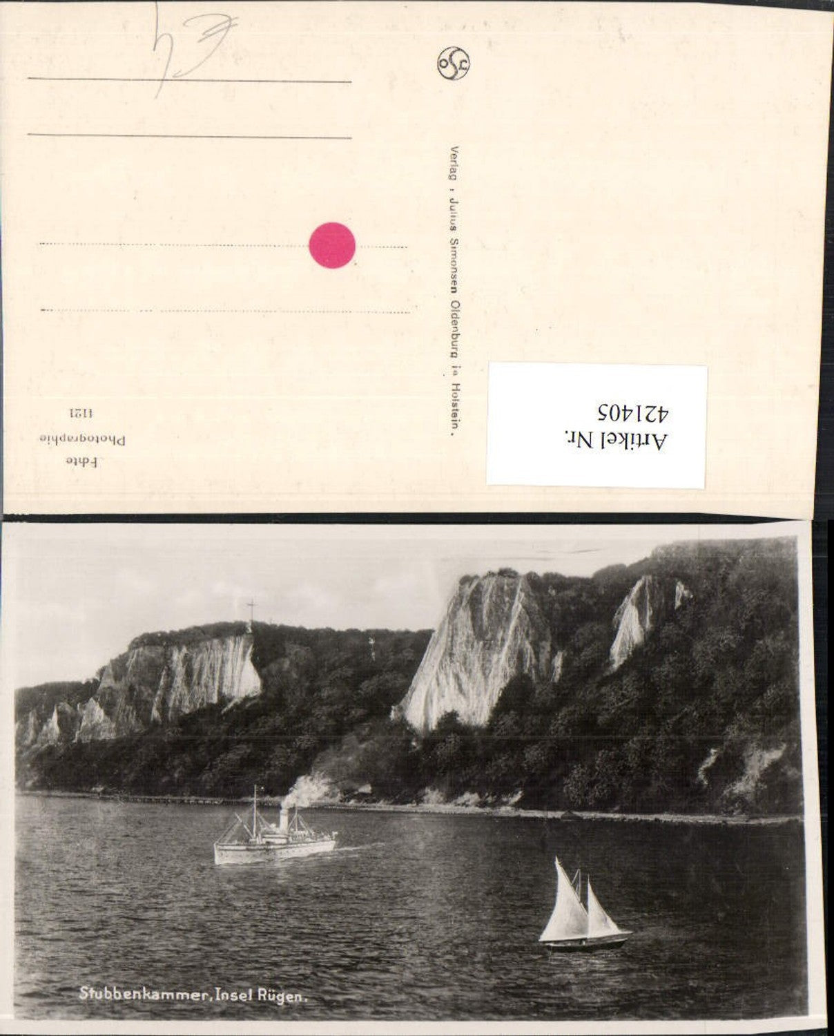 421405,Insel Rügen Stubbenkammer Steilküste Klippe Segelboot Dampfer