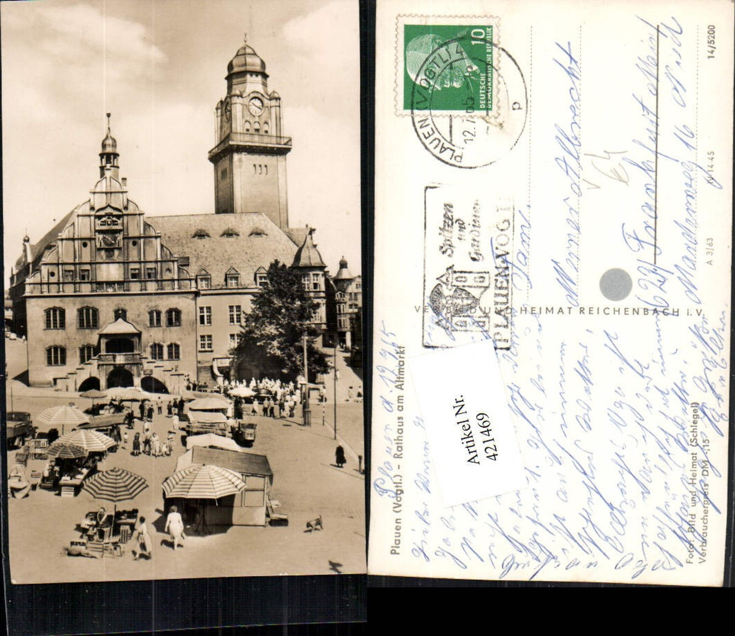 421469,Plauen im Vogtland Rathaus m. Altmarkt Markt