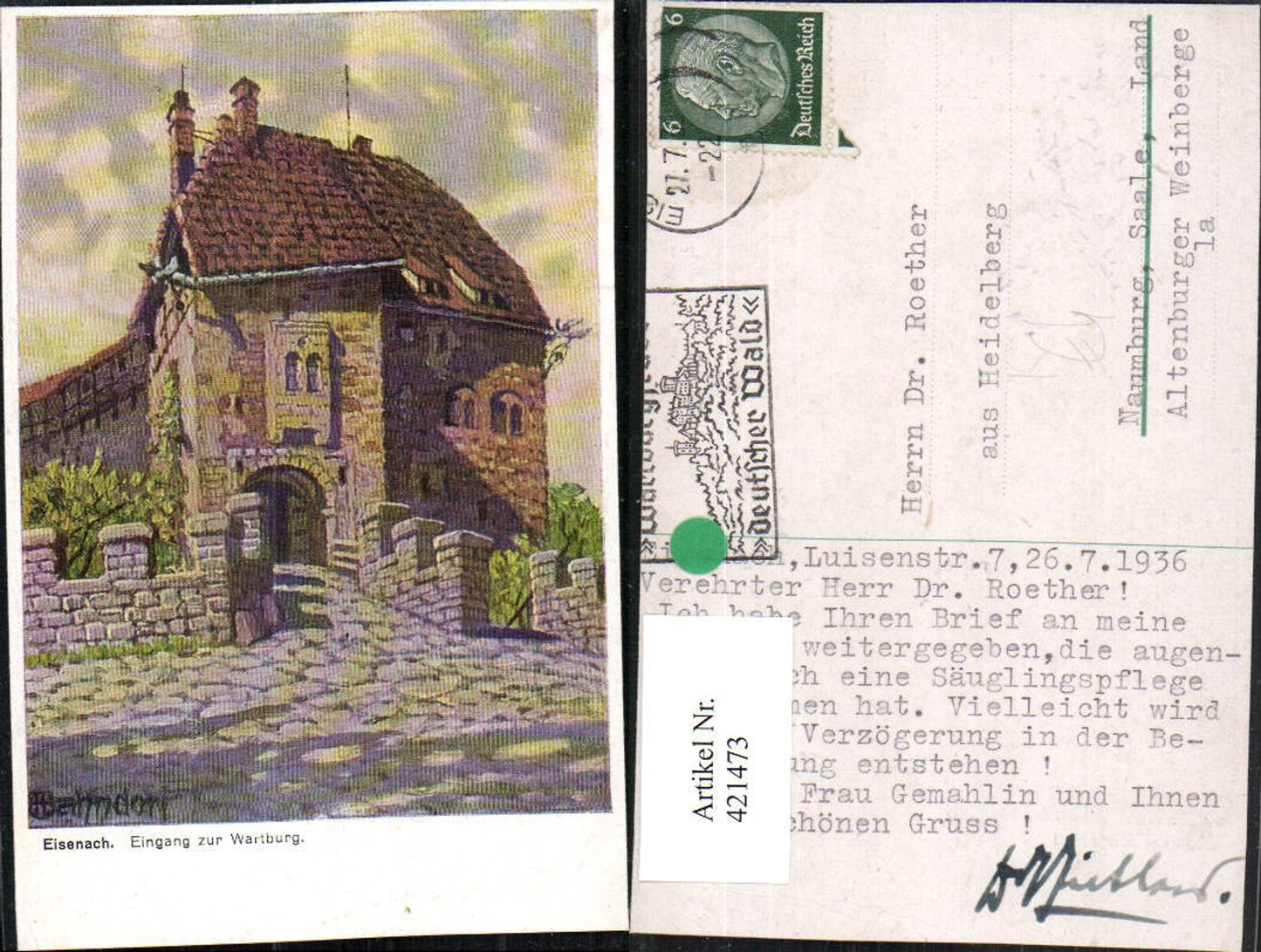 421473,Künstler AK Eisenach Eingang zur Wartburg Burg