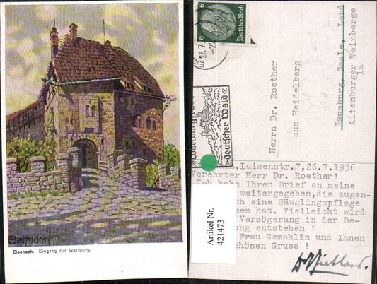 421473, Artist AK Eisenach Entrance to Wartburg Castle