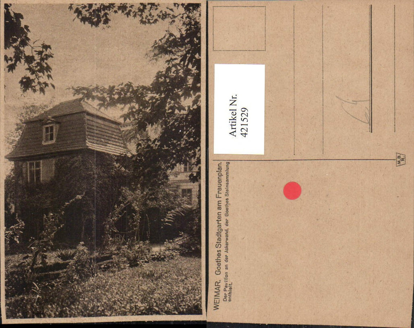 421529,Weimar Goethes Stadtgarten am Frauenplan Pavillon