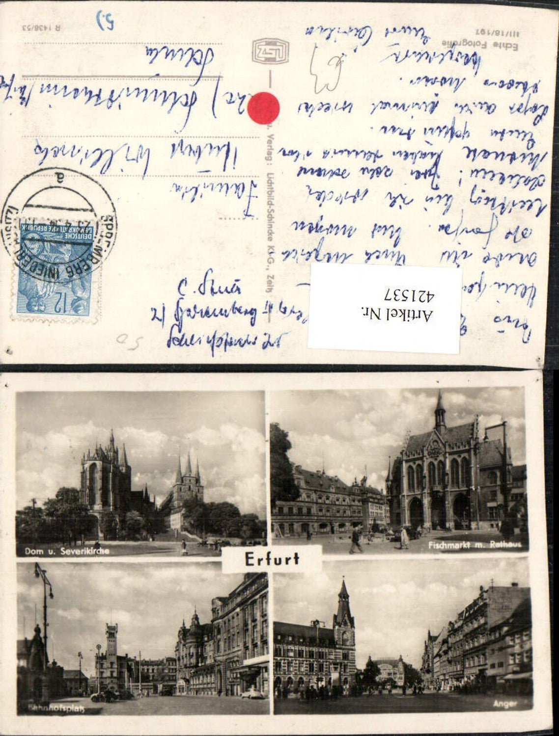421537, Erfurt Cathedral Church Town Hall Anger Station Square Multi-view map