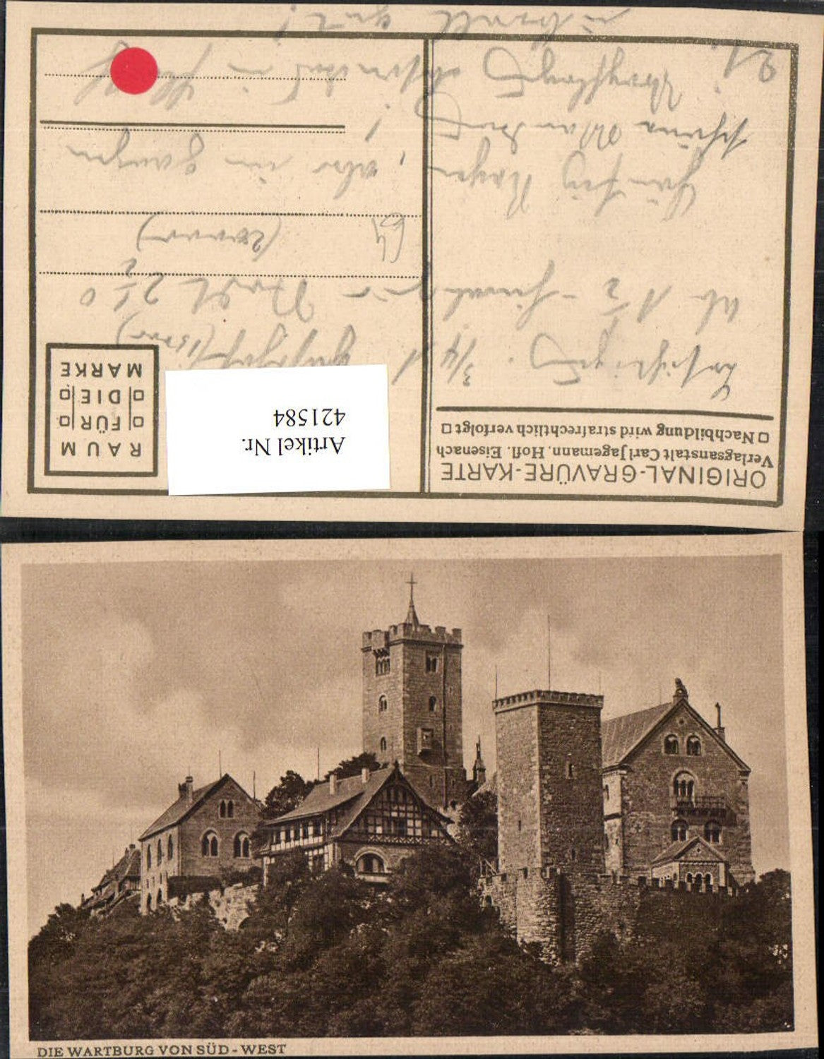 421584, Eisenach Wartburg Castle pub C. Jagemann