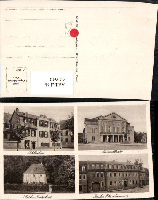 421640,Weimar Schillerhaus Nationaltheater Museum Gartenhaus Mehrbildkarte