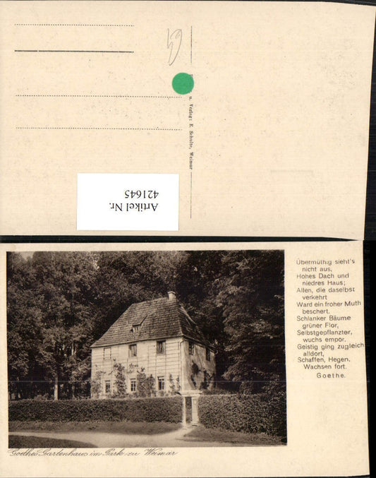 421645,Weimar Goethes Gartenhaus im Park