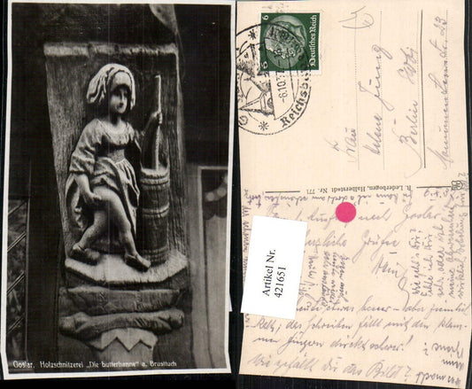 421651,Goslar Holzschnitzerei Die Butterhanne am Brusttuch