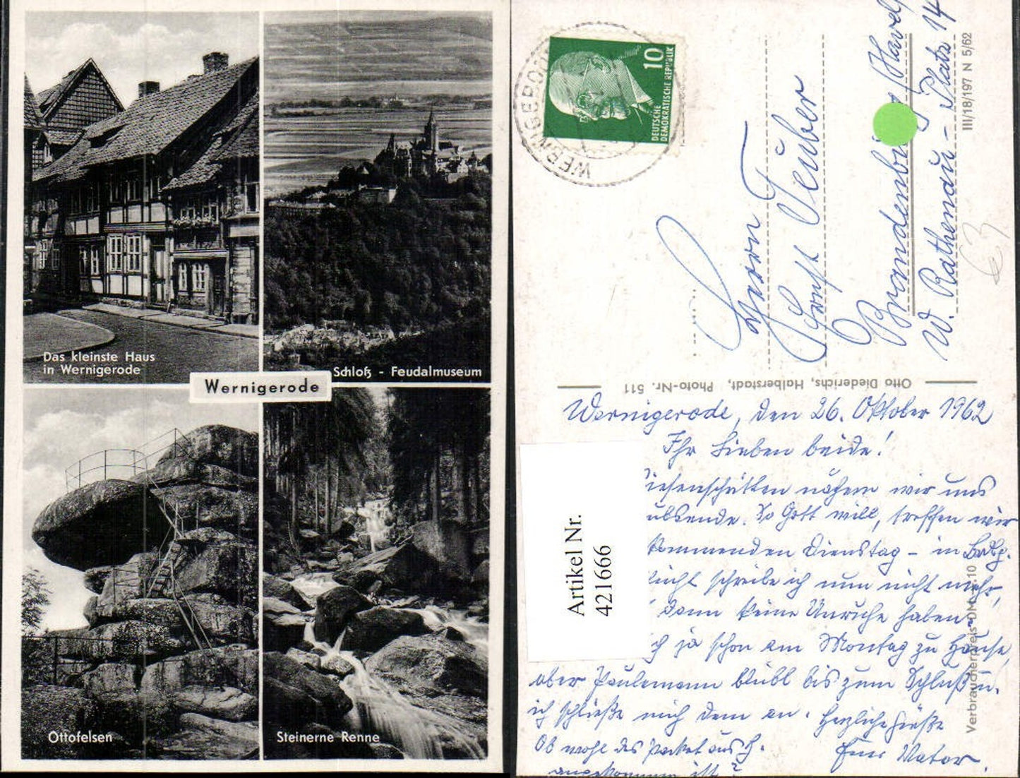 421666,Wernigerode Schloss Ottofelsen Steinerne Renne Kleinste Haus Mehrbildkarte