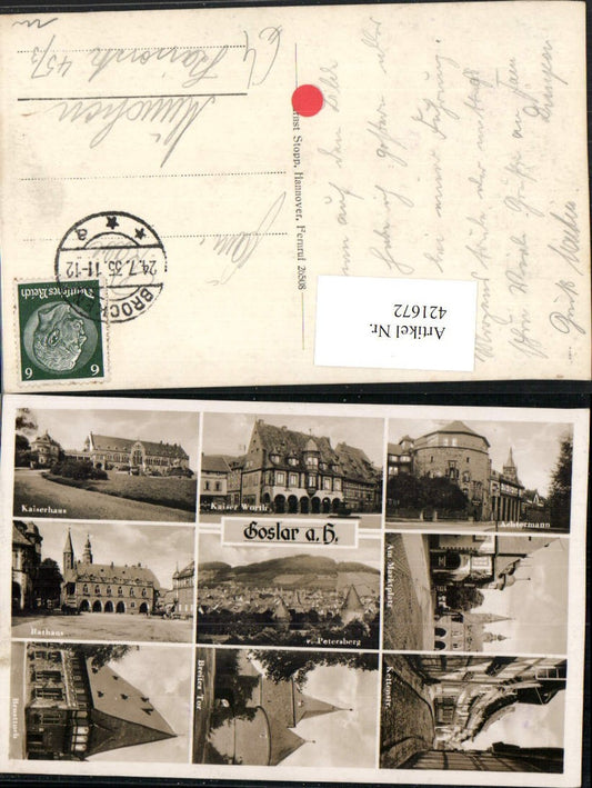 421672,Goslar am Harz Totale Rathaus Kaiserhaus Kaiserworth Mehrbildkarte