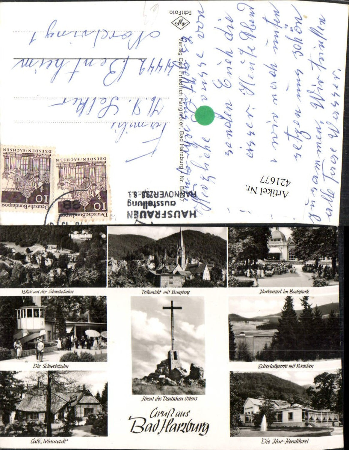421677,Bad Harzburg Totale Kurkonzert Kreuz Seilbahn Mehrbildkarte