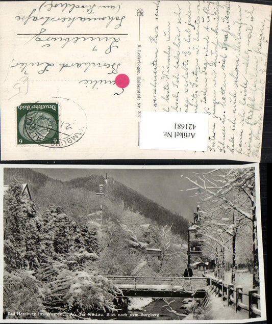 421681,Bad Harzburg Radau Blick nach dem Burgberg Brücke Winterbild