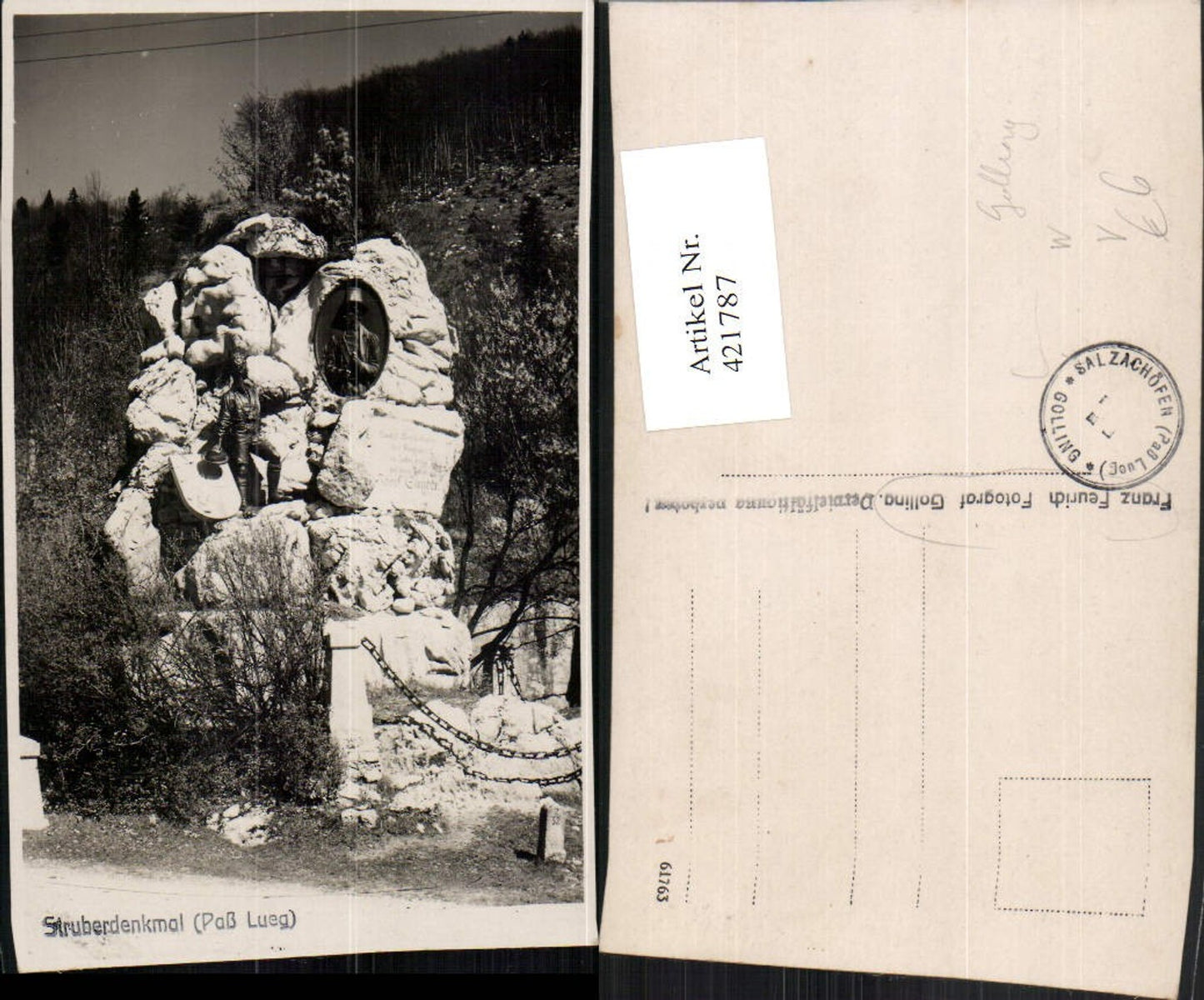 421787,Struberdenkmal am Pass Lueg b. Golling pub Foto Franz Feurich