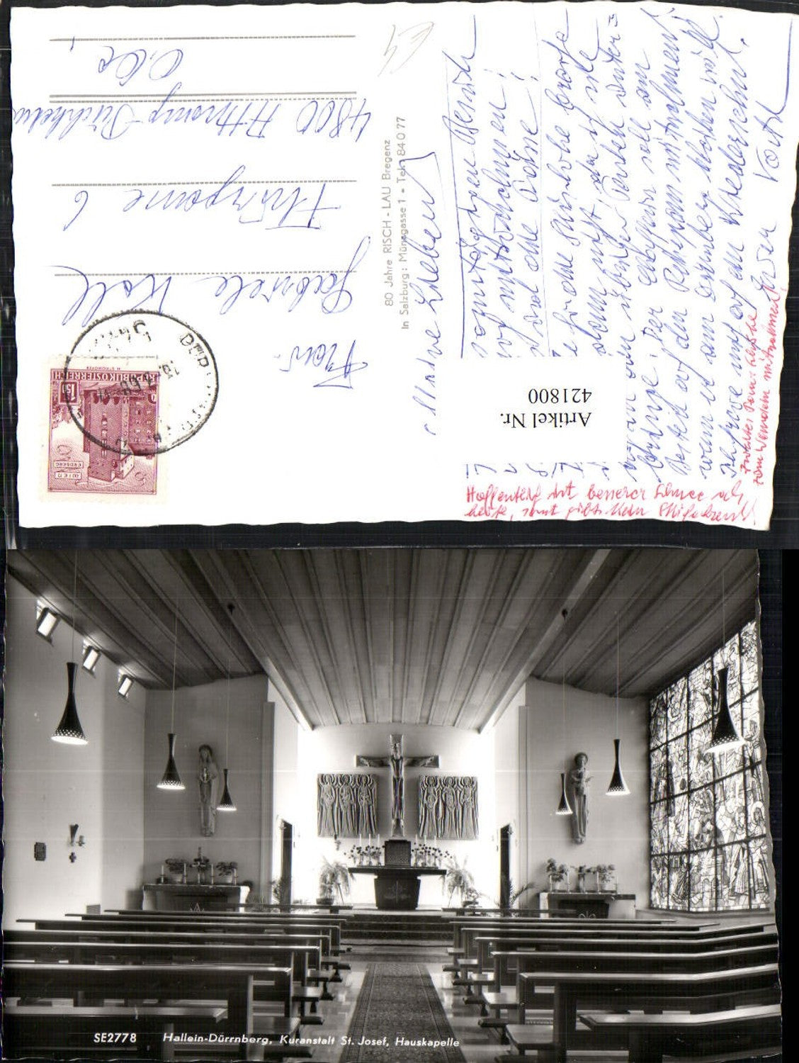 421800,Hallein Dürrnberg Kuranstalt St. Josef Hauskapelle Innenansicht