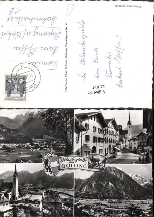 421814,Golling Totale Kirche Gasthof Mehrbildkarte pub Cosy 2100