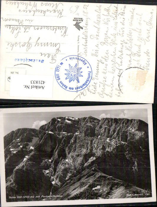 421833,Hoher Göll b. Golling m. Purtschellerhaus Berghütte Bergkulisse