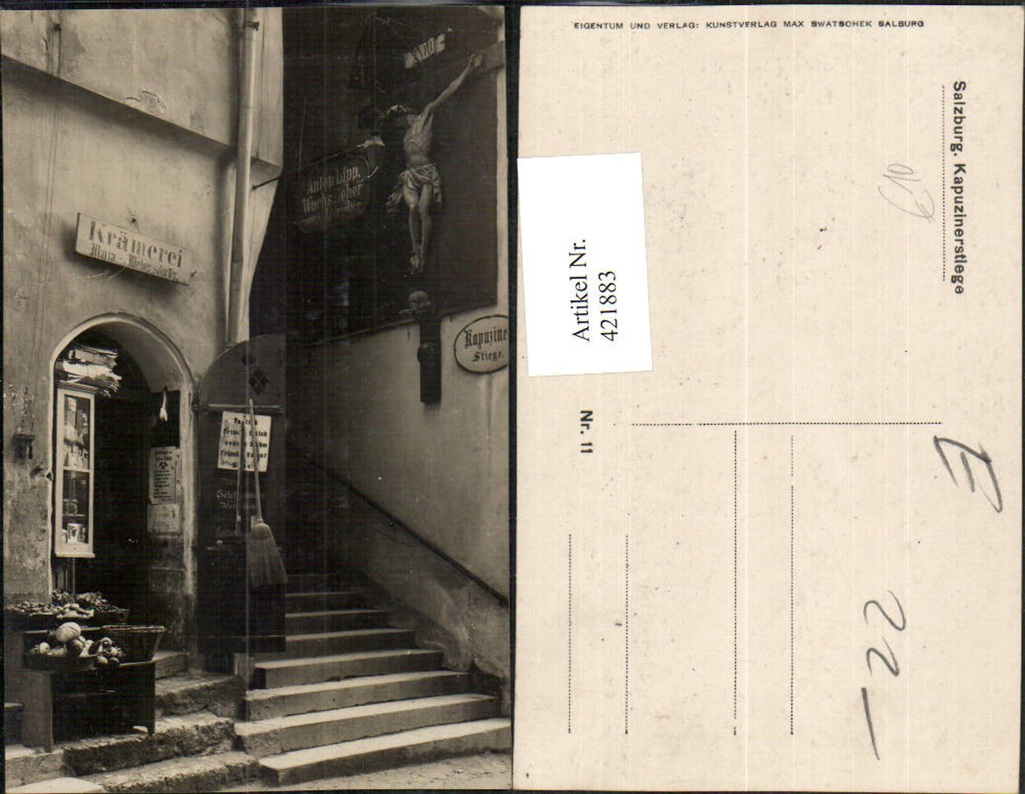 421883,Salzburg Kapuzinerstiege Krämerei Kruzifix